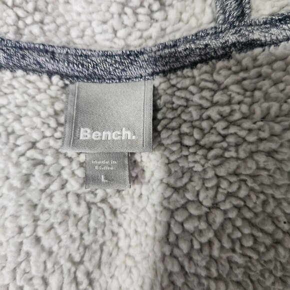 Bench Fleece Lined Jacket Men's Size LG Sweater Hooded Full Zip Grey w Pockets - Picture 6 of 8